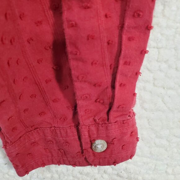 Womens Colombia Long Sleeved Red Shirt w/ Textured Dots Size Med. - Picture 11 of 16